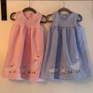 Charming Pink and Blue Gingham Kids Dresses